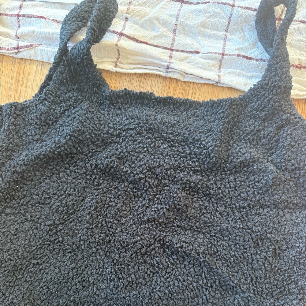 SKIMS Black sherpa textured Tank Top